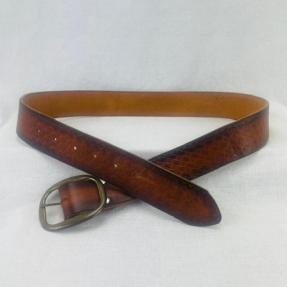 Lopez Camacho Men's Brown Leather Belt - Mexico - Size 38